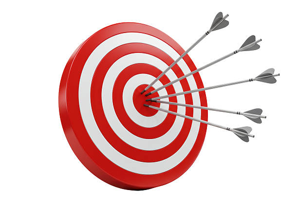istock Isolated Target with Arrows Hit the Bulls-eye 2220909834