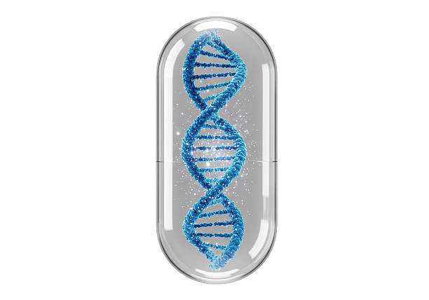 istock Isolated DNA Strand in Transparent Pill Capsule 2220909900