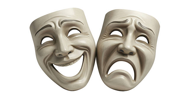 Isolated Comedy and Tragedy Masks Theatrical Arts