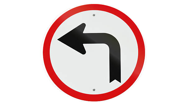 istock Isolated Road Sign with Left Turn Arrow 2220910314