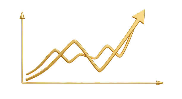 istock Isolated Gold Graph with Upward Trend Arrow 2220910662