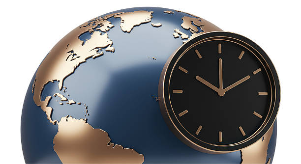 istock Isolated Globe with Clock Overlay Time Zones 2220910897