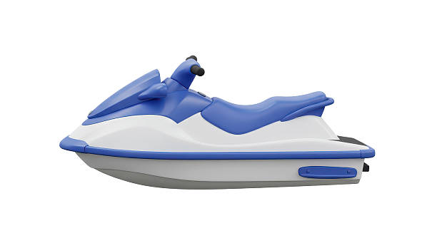Aerial view of jet skier racing through waves in the adriatic sea. Water racing on jet-skis.