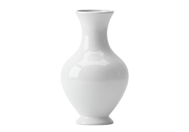 Isolated Elegant White Ceramic Vase for Flowers