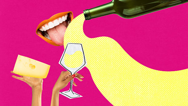 istock Surreal cheese and white wine pairing scene with stylized lips and vibrant contrast 2220916651