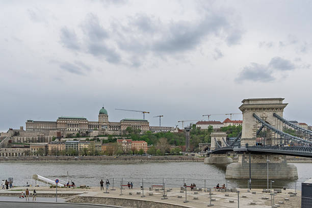 River Danube and Chain bridge looking from Pest to Buda