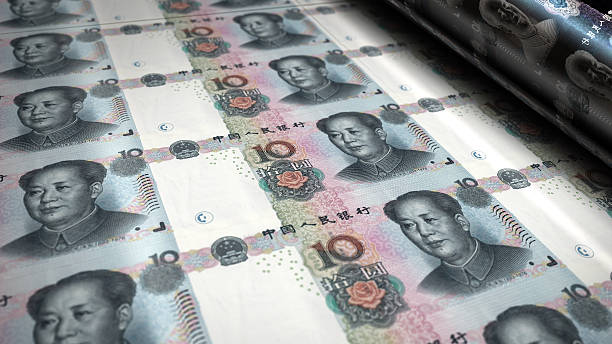 istock Chinese yuan money banknotes print 3d illustration 2220921888
