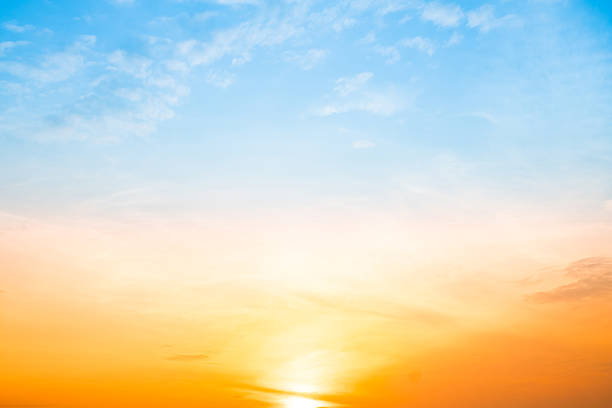 istock Beautiful , luxury soft gradient orange gold clouds and sunlight on the blue sky perfect for the background, take in evening,Twilight, Large size, high definition landscape photo 2220925230