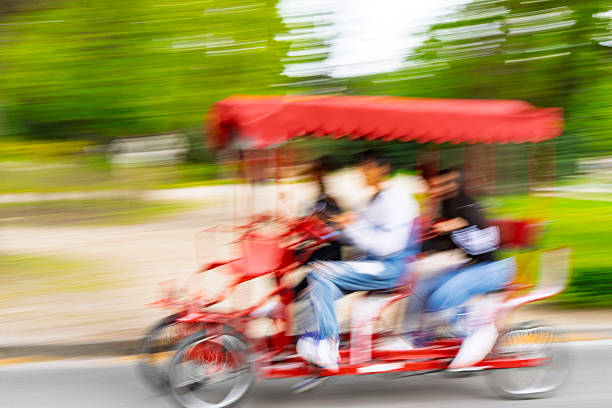 Blurred Transport on Margaret's island in the River Danube, Budapest