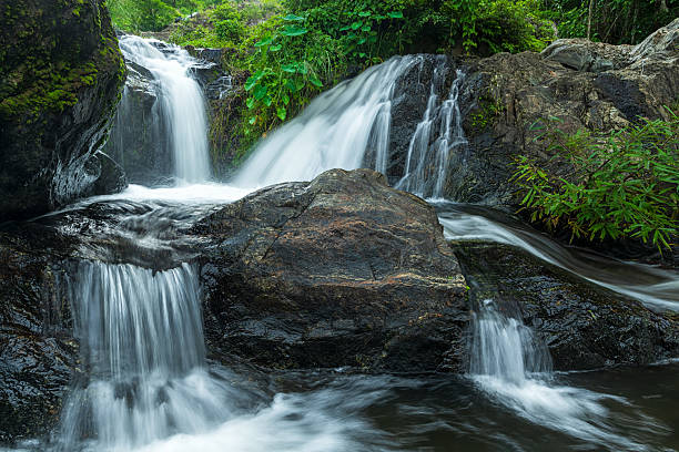 istock Beautiful waterfall in deep forest at Thailand. Nature background. 2220930839