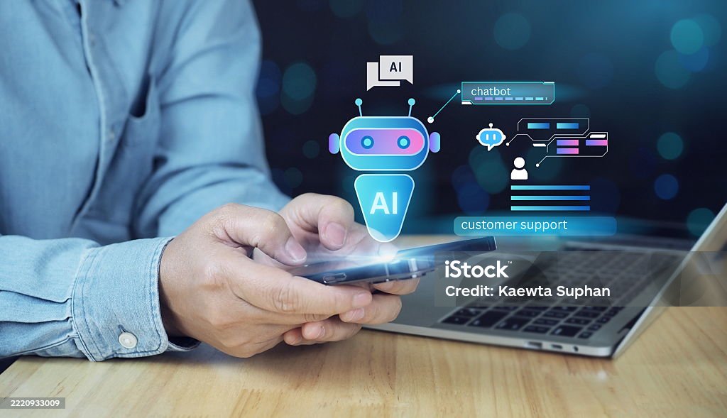Chatbot Phone Example Hand Holding Mobile Phone Showing Ai Chatbot Interface A Digital ...