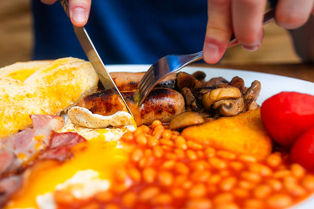 istock Plate of freshly cooked full English breakfast 2220935482