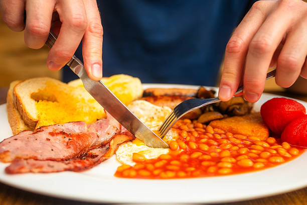 istock Plate of freshly cooked full English breakfast 2220935485