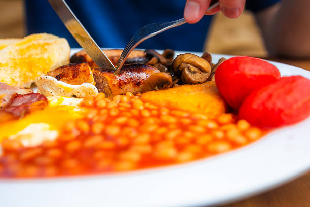 istock Plate of freshly cooked full English breakfast 2220935486