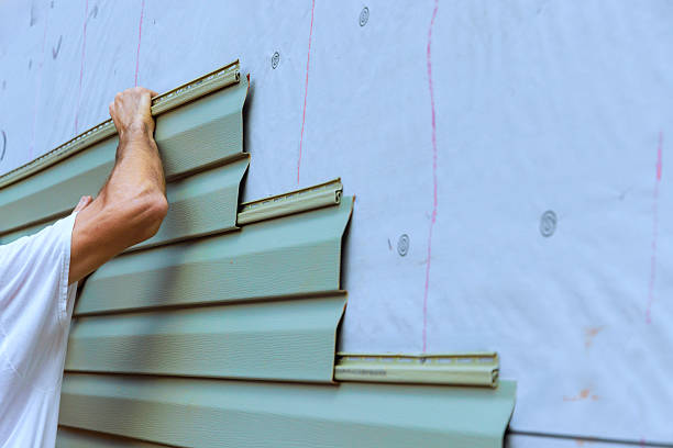 istock Construction worker installing new pvc vinyl siding on building exterior during works day 2220948864