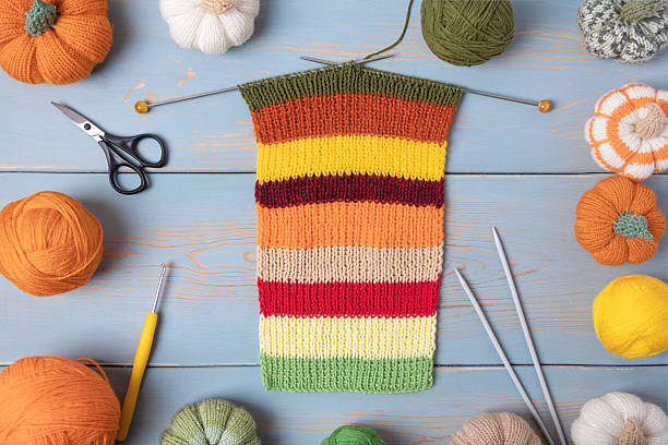 istock Set for hobby of knitting warm clothes 2220949519