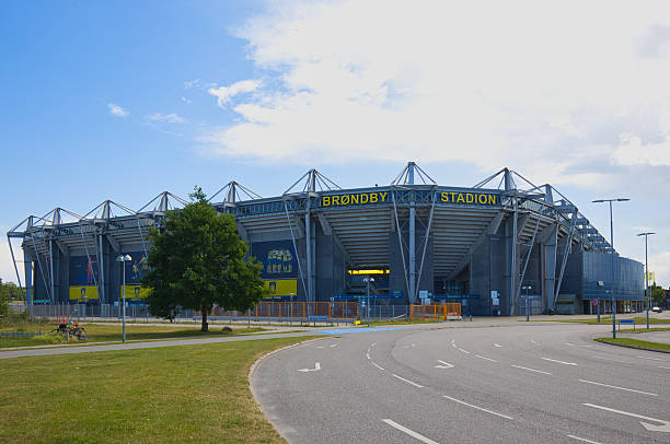 Denmark, Brøndbyvester - July 04, 2023: The Brøndby Stadium is the second-largest stadium in Denmark and home of  the Brøndby IF football club.