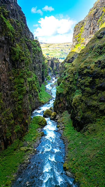 istock Majestic canyon view in Iceland with a rushing river and vibrant greenery, Glymur waterfall Iceland 2220961277