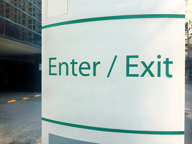 istock Enter and Exit sign of Parking lot 2220964965