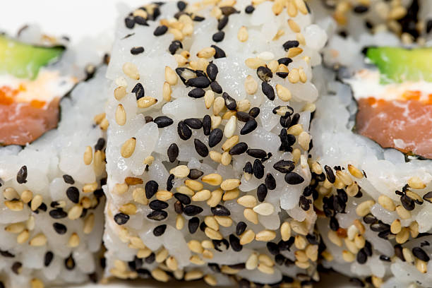 American sushi alaska roll with salmon. Can be used as a background.