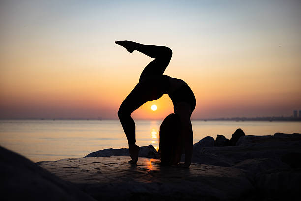 Lifestyle woman yoga exercise and pose for healthy life. Young girl or people pose balance body vital zen meditation for workout nature  background