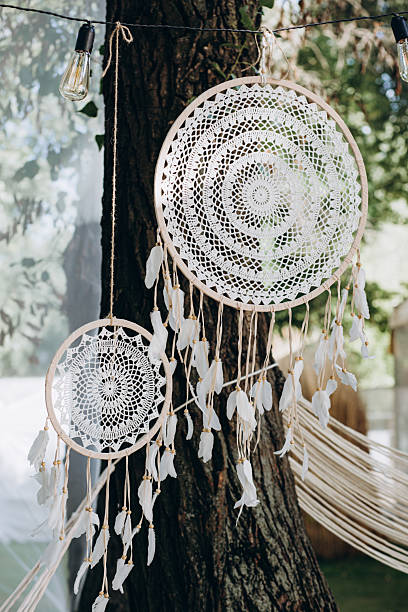 istock Boho Dreamcatchers with Macrame and Feathers for Interior or Wedding Decor 2220976541