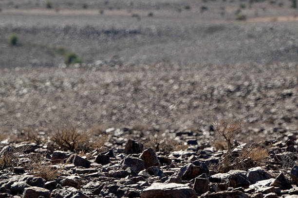 Arid climate with dark rocks in Southern Namibia
