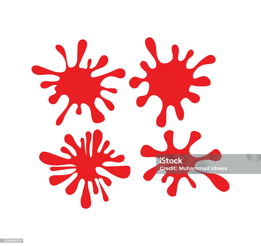 Random Red Shapes Four Red Splatter Shapes Arranged In Grid These Vibrant Irregular ...