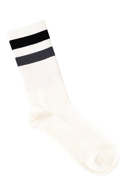 istock White sock with black and gray stripes on isolated background 2220987423