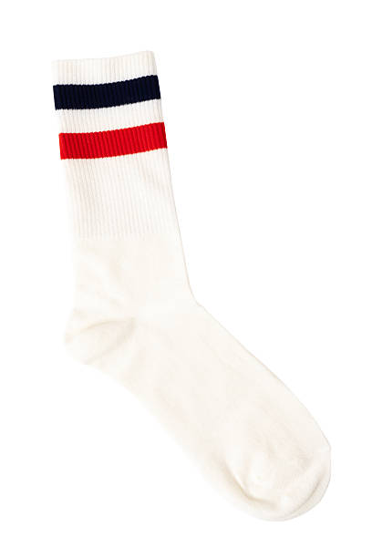 istock White sock with red and blue stripes on top isolated on white background 2220988272