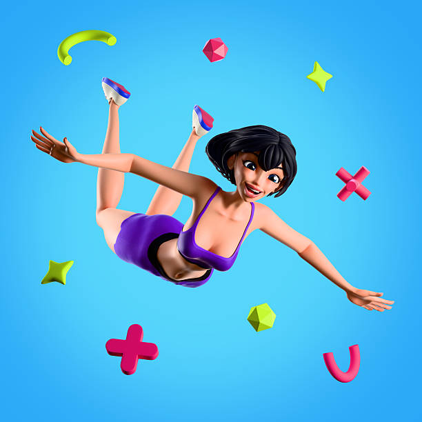 istock 3D illustration of stylized girl in flight 2220991235