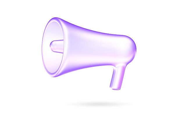 Megaphones on blue background. Digitally generated image. 3d render.