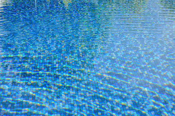 istock Swimming pool water surface and ripple wave with blue mosaic tiles 2221007559