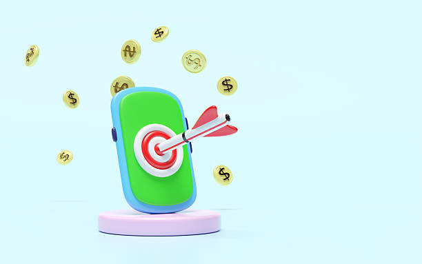 istock 3d smartphone with target, dart, podium icon isolated on blue background. business accuracy target, Investment ,finance, success concept, 3d render illustration, cartoon style 2221007699