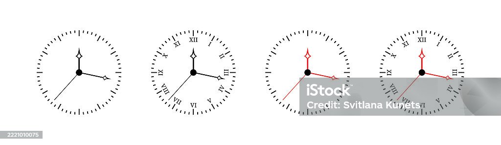Clock Varities Vector Clocks With Diverse Hands Displaying Different Times Stock ...
