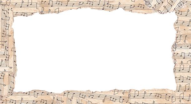 istock Vintage frame of old ripped music paper  with song notes in collage style 2221017460