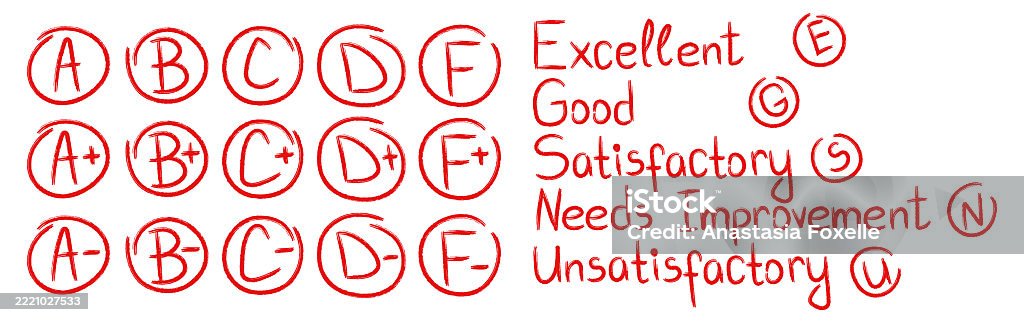 Score Letter Ilustración de Exam Grades For Tests Evaluations And Classroom Visuals ...