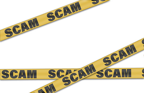 istock Scam alert, caution and warning concept. Yellow barricade tape with word scam in a transparent background 2221030961
