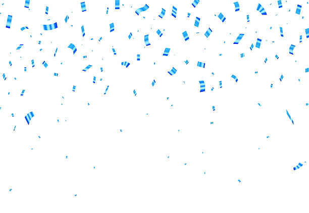 istock Beautiful blue confetti vector illustration. Celebration background of falling blue confetti isolated on white for festive events 2221042018