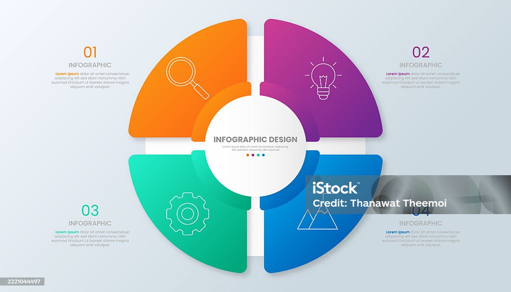 Round Shape Chart Work Examples Circle Shape Infographic Chart Template With 4 Options Stock ...