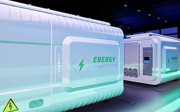 istock Energy storage systems or battery container units in factory 2221049324