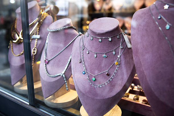 istock different colored jewelry in the store 2221050099