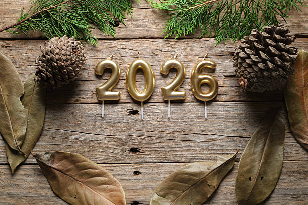 istock Decorative Candles Arranged With Natural Elements for New Year Celebration 2221055981