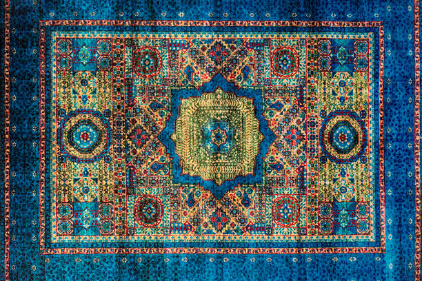 istock Part of Old Blue Persian Carpet Texture, abstract ornament. 2221066648