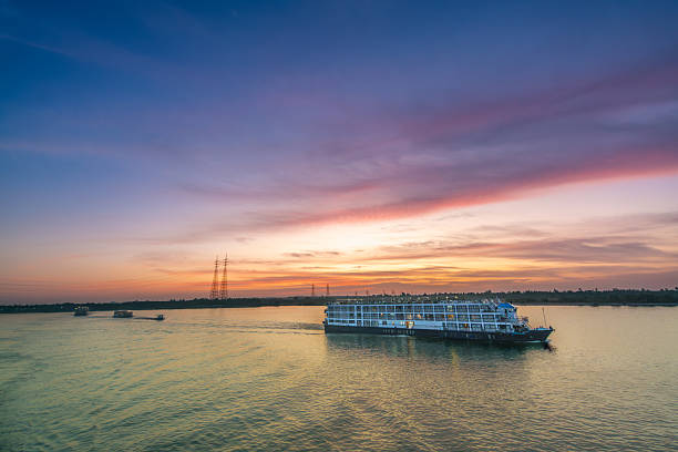 istock Nile River Cruise Passing Esna Lock Aswan Egypt at Sunset. 2221067248