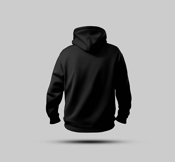 istock Mockup of black oversized hoodie, back view, 3D rendering, isolated on background. 2221084568