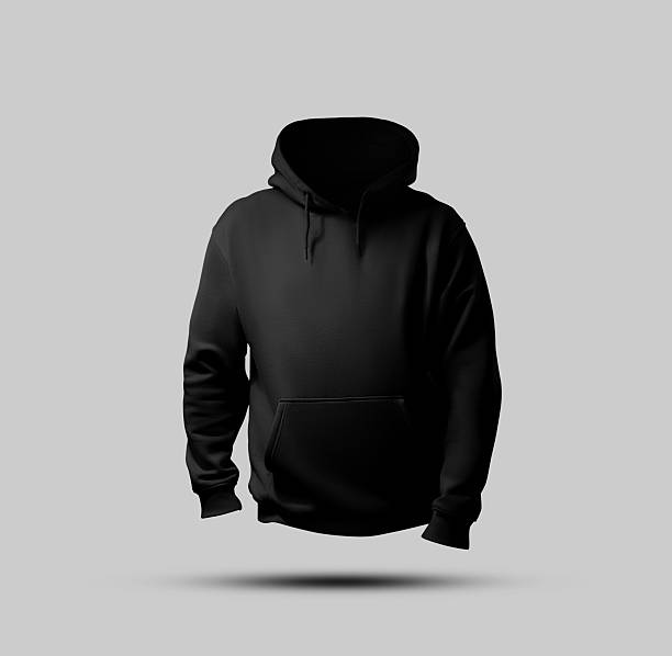 istock Black hoodie mockup 3D rendering, front view, for design, print, pattern, branding. 2221085131