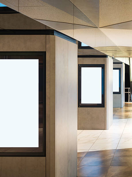 istock Mock up banner frame Media advertisement public Building columns 2221087487