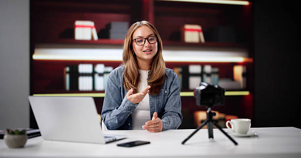 istock Vlogger Capturing Selfie In Stylish Living Space 2221089964