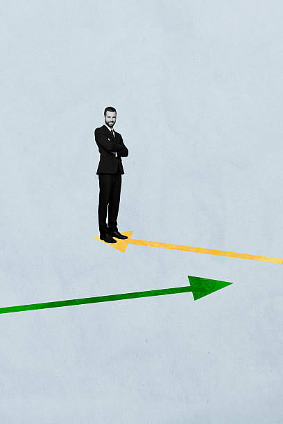 istock Vertical 3d artwork collage of happy businessman stand arrow success statistics development career promotion concept growth 2221091658